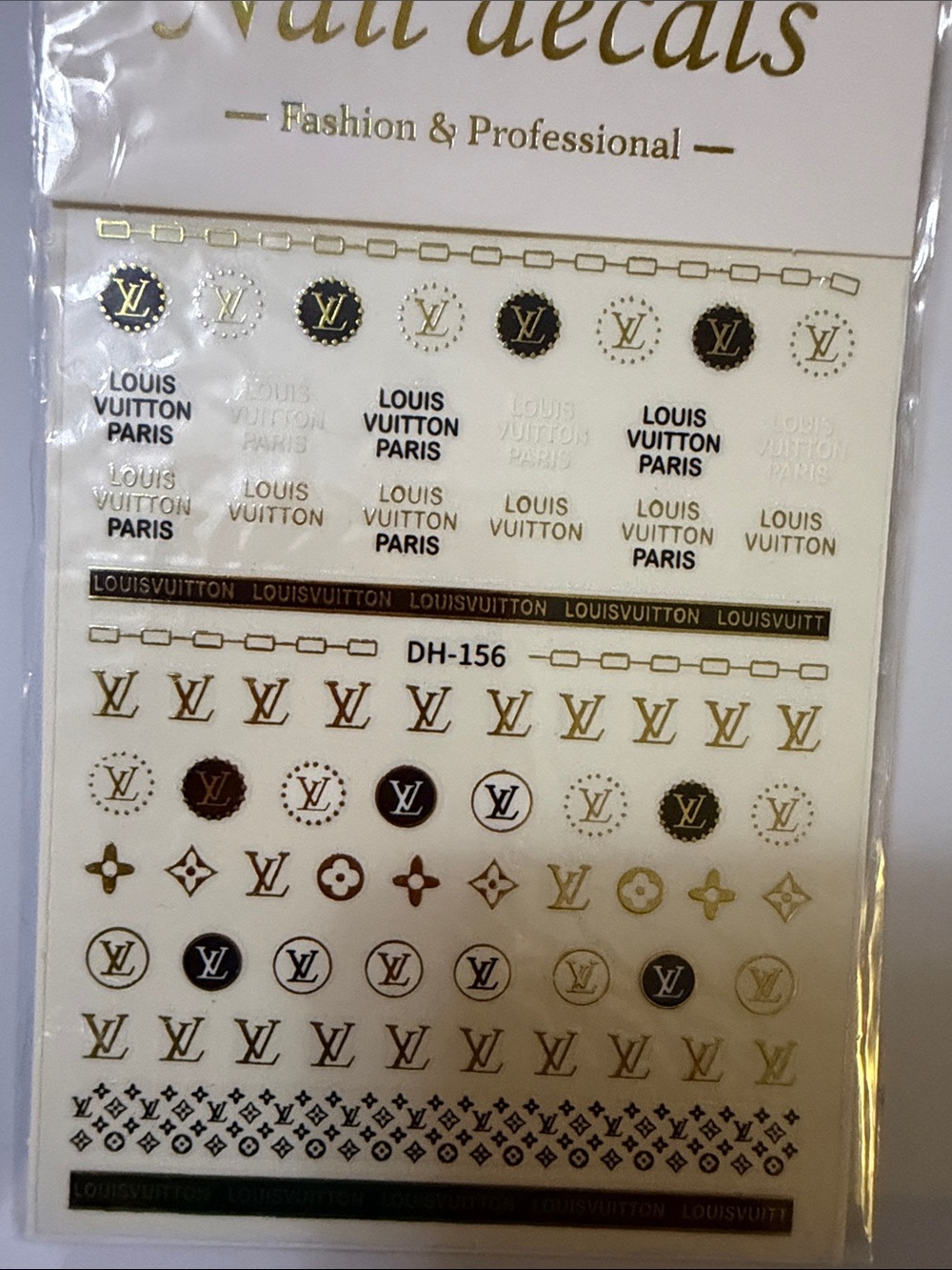 Gold and Black Logo Nail Decals